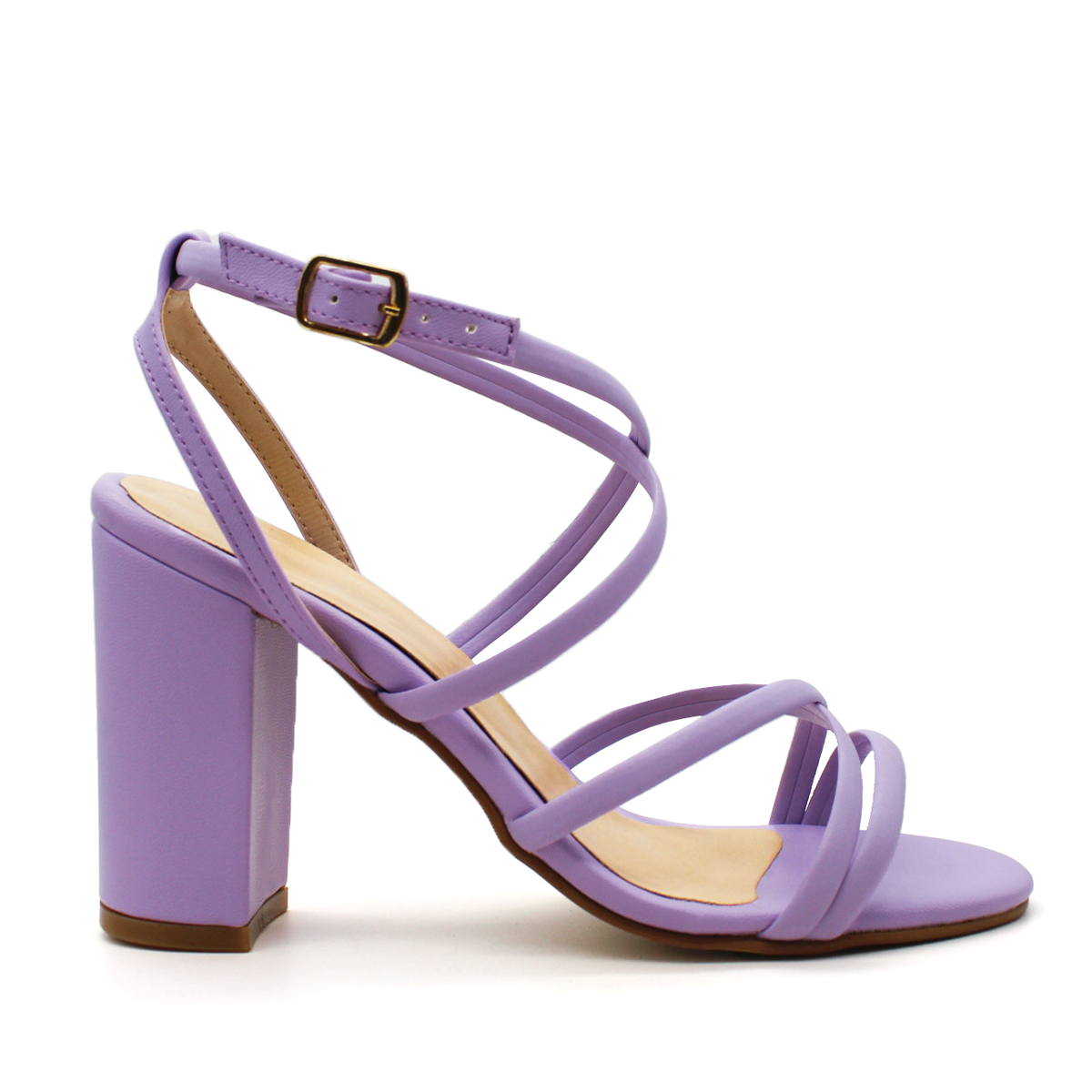 Sandalia con Tacón Exterior Piel sintética Color Morado Para Mujer De RBCOLLECTION