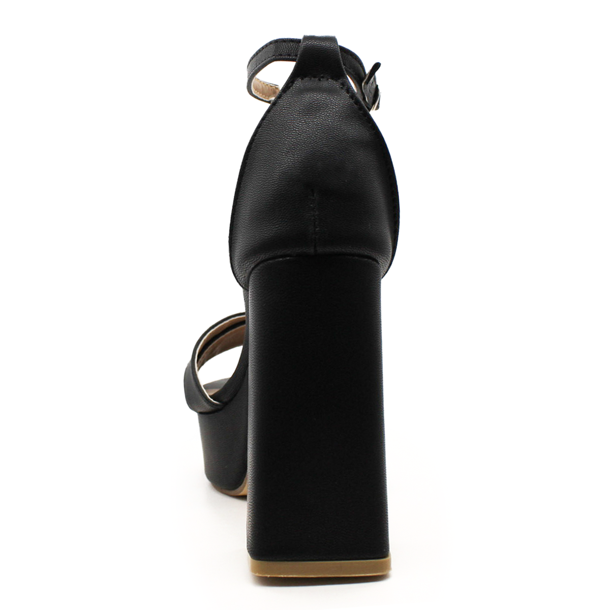 Sandalia con Tacón Exterior Piel sintética Color Negro Para Mujer De RBCOLLECTION