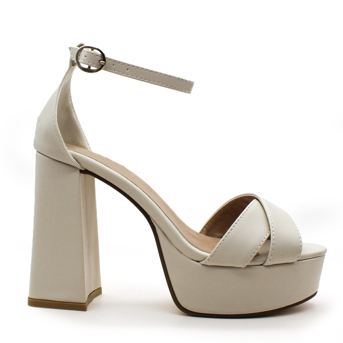 Sandalia con Tacón Exterior Piel sintética Color Blanco Para Mujer De RBCOLLECTION