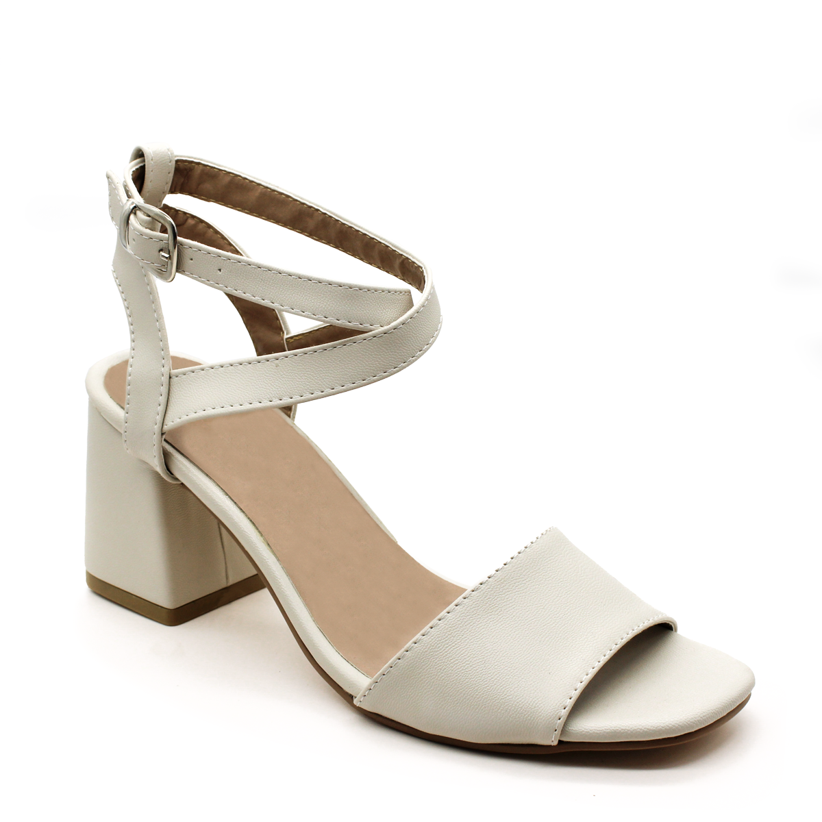 Sandalia con Tacón Exterior Piel sintética Color Blanco Para Mujer De RBCOLLECTION