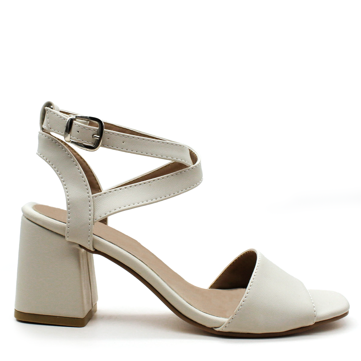 Sandalia con Tacón Exterior Piel sintética Color Blanco Para Mujer De RBCOLLECTION