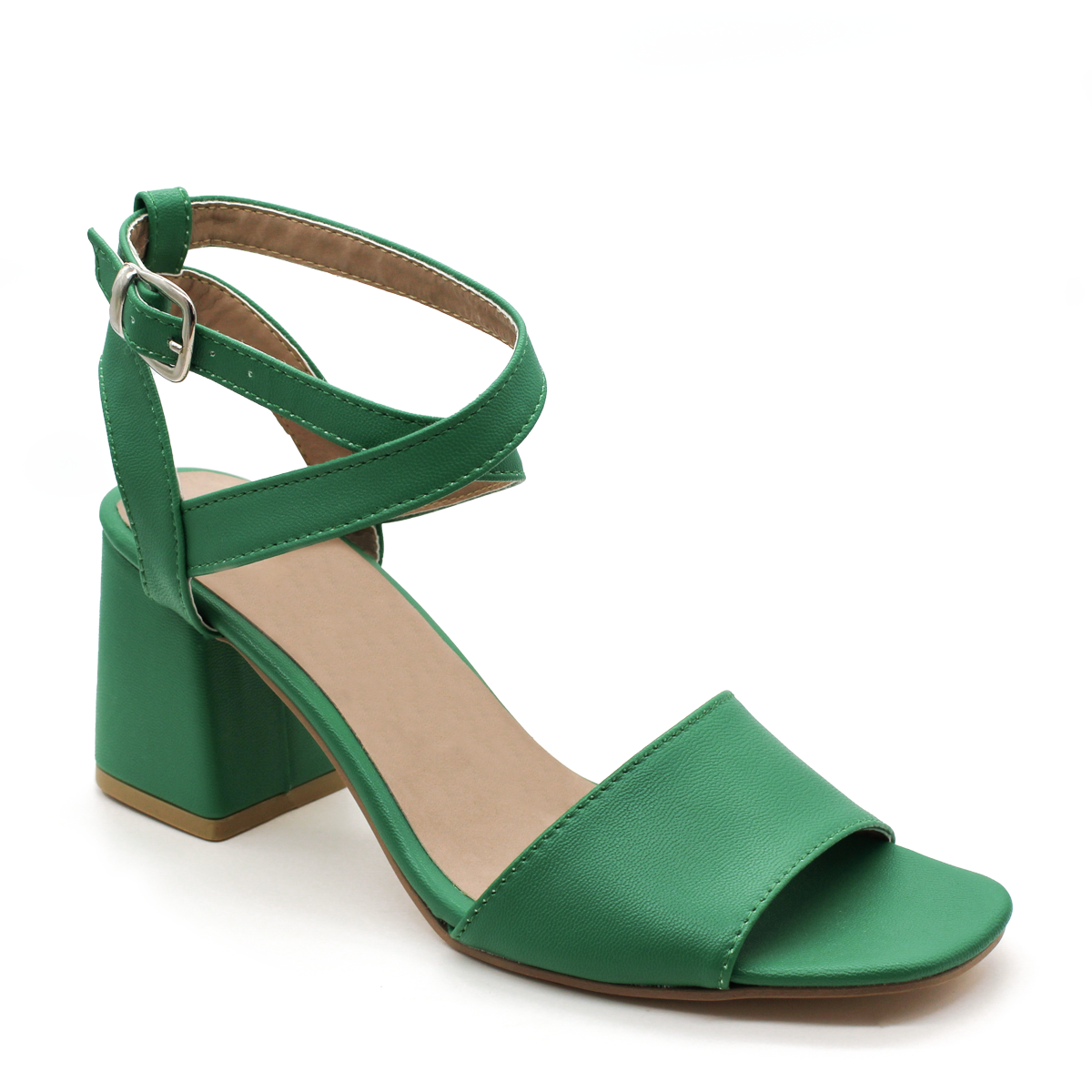 Sandalia con Tacón Exterior Piel sintética Color Verde Para Mujer De RBCOLLECTION