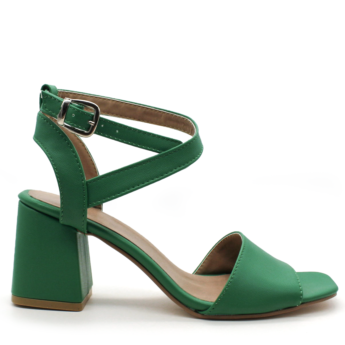Sandalia con tacón Exterior Piel sintética Color Verde Para Mujer De RBCOLLECTION