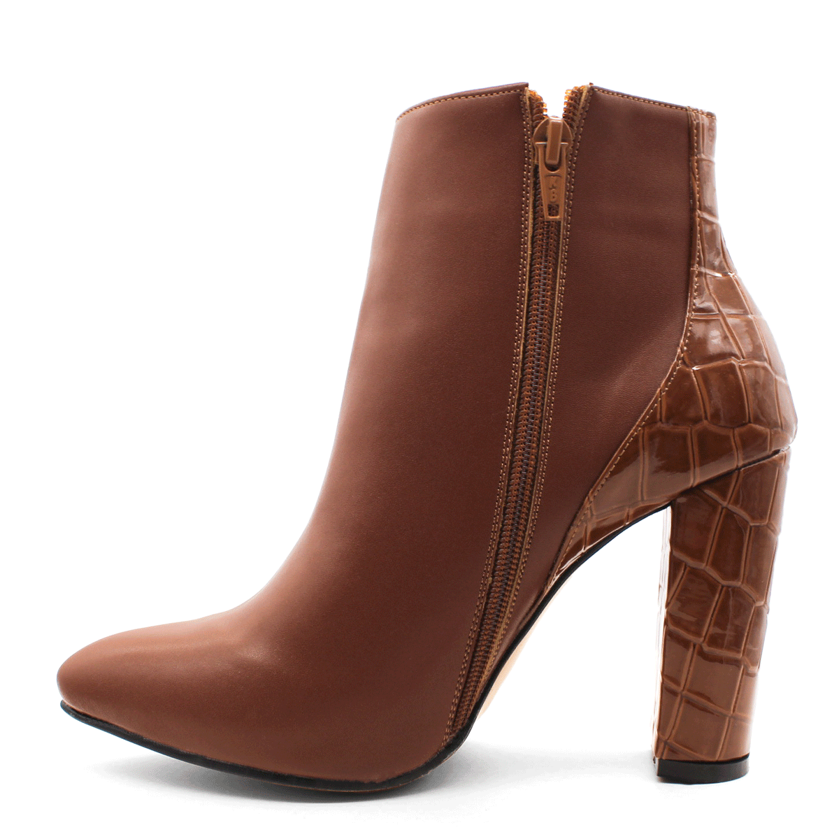 Botín con tacón Exterior Piel sintética Color Café Para Mujer De RBCOLLECTION