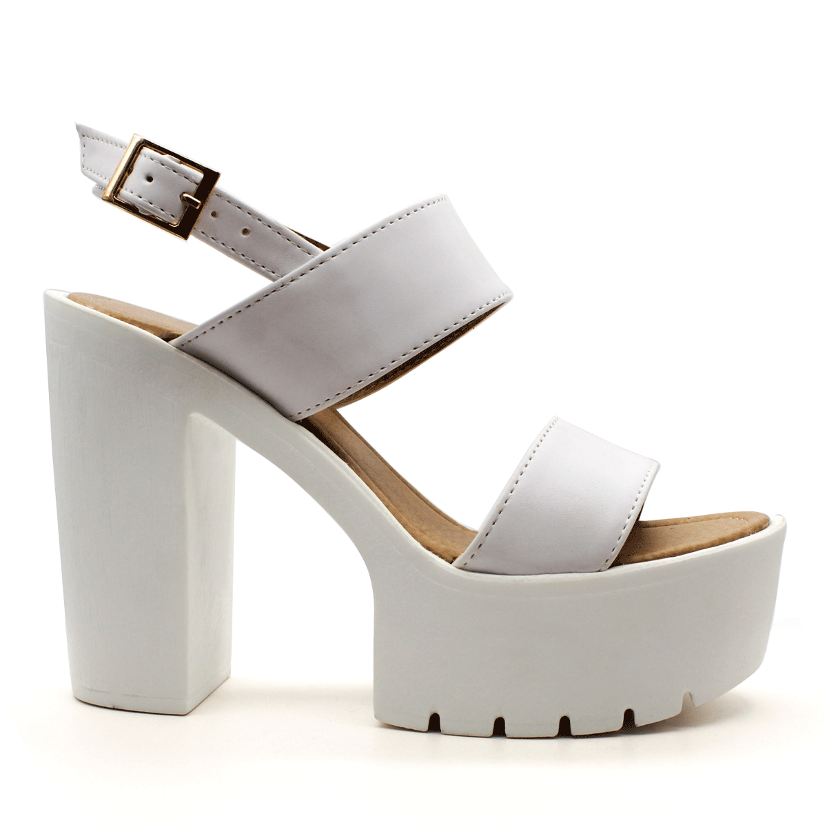 Sandalia con tacón Exterior Piel sintética Color Blanco Para Mujer De RBCOLLECTION