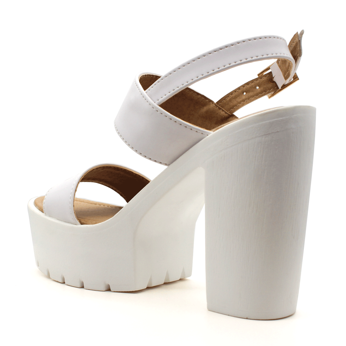 Sandalia con tacón Exterior Piel sintética Color Blanco Para Mujer De RBCOLLECTION