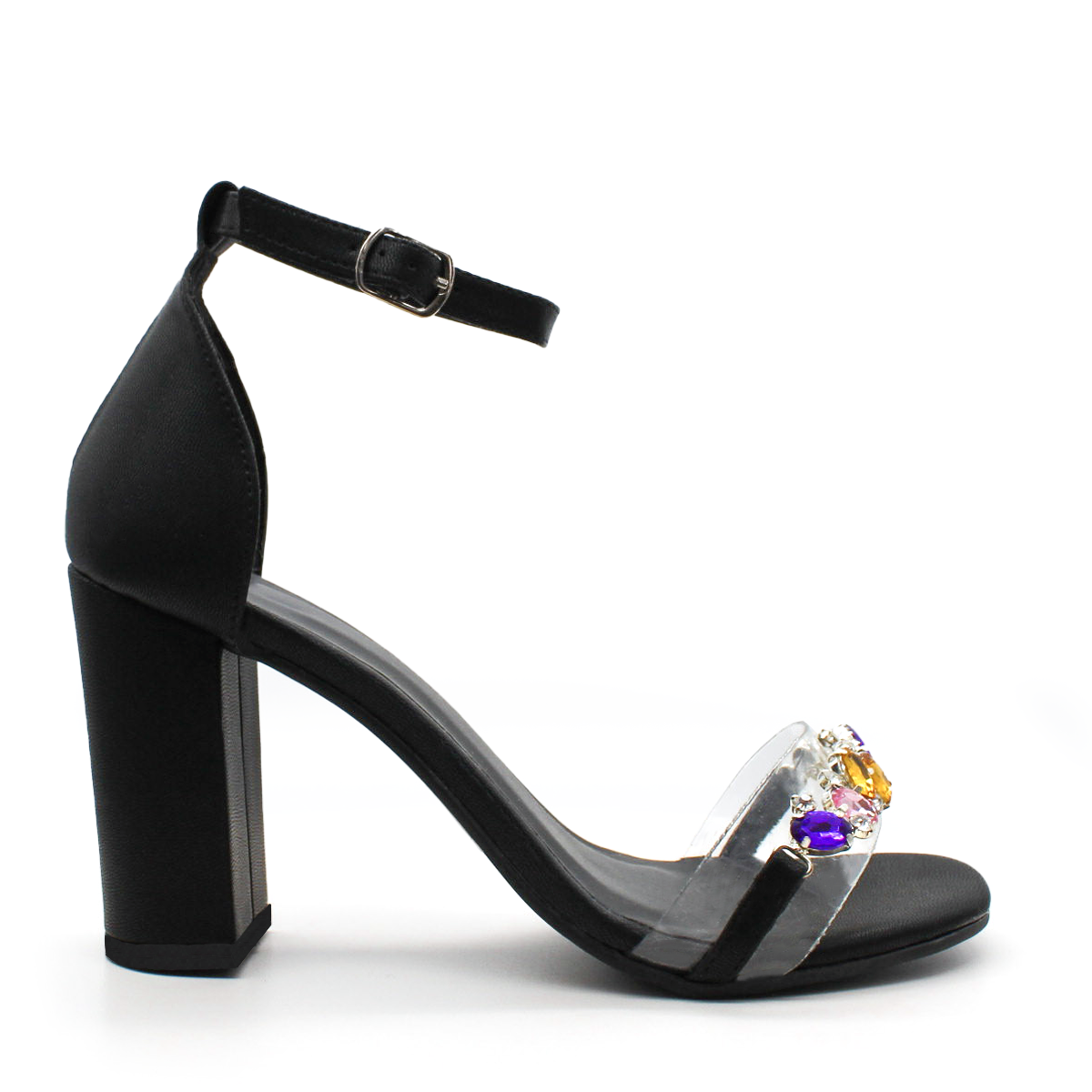 Sandalia con Tacón Exterior Piel sintética Color Negro Para Mujer De RBCOLLECTION