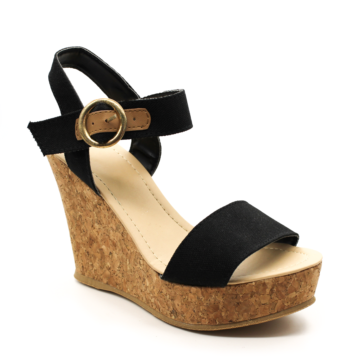 Sandalias con plataforma Exterior Textil Color Negro Para Mujer De RBCOLLECTION