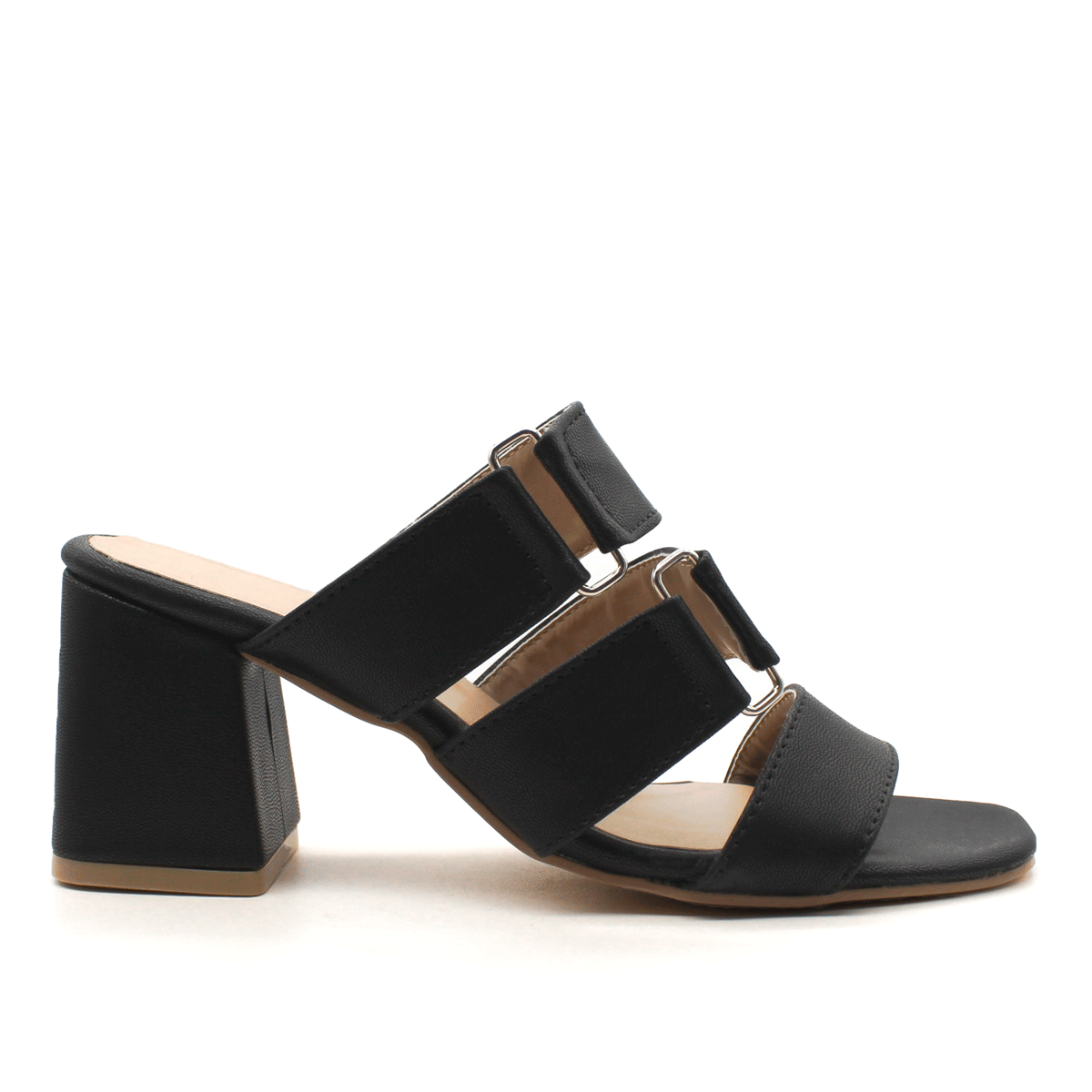 Sandalia con Tacón Exterior Piel sintética Color Negro Para Mujer De RBCOLLECTION