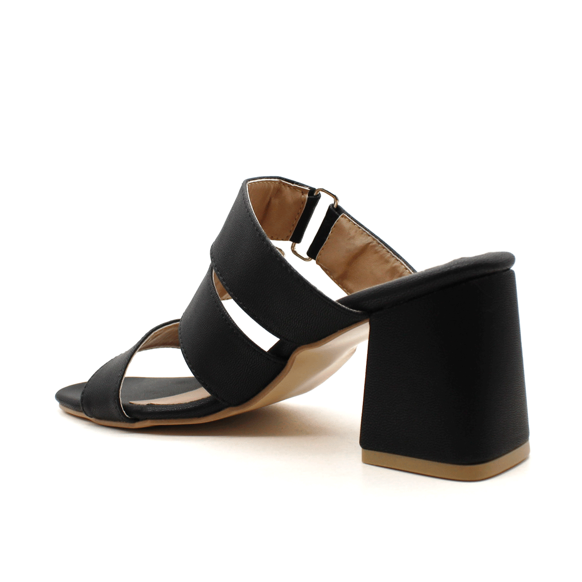 Sandalia con Tacón Exterior Piel sintética Color Negro Para Mujer De RBCOLLECTION