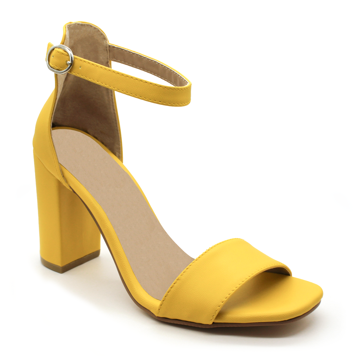 Sandalia con Tacón Exterior Piel sintética Color Amarillo Para Mujer De RBCOLLECTION