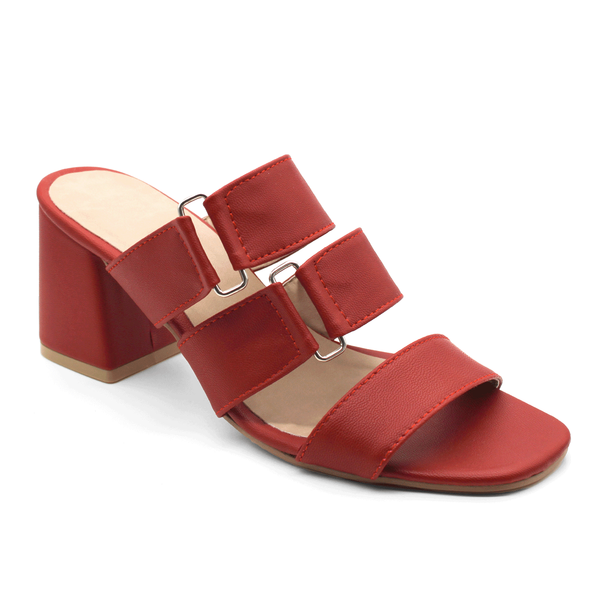 Sandalia con Tacón Exterior Piel sintética Color Rojo Para Mujer De RBCOLLECTION