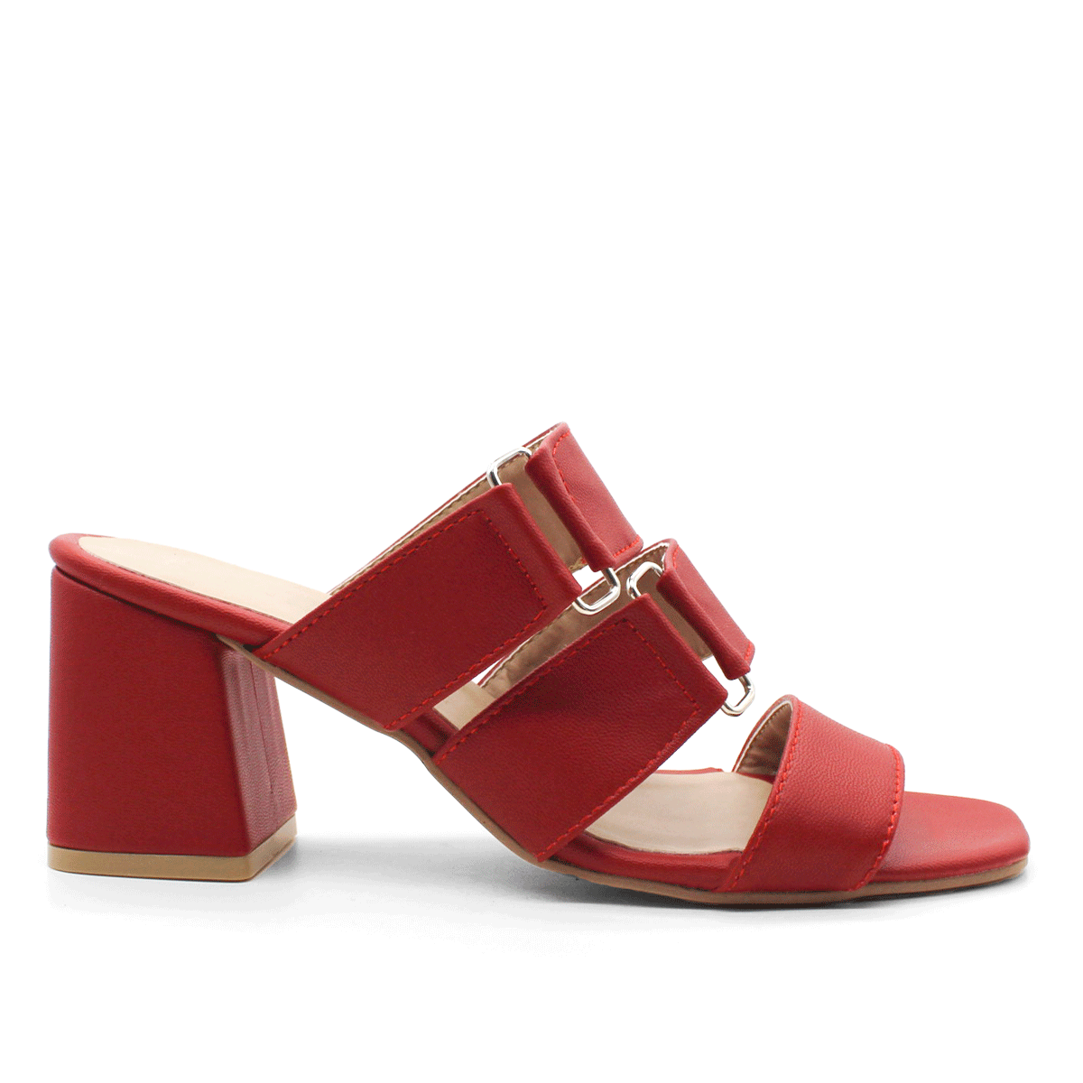 Sandalia con tacón Exterior Piel sintética Color Rojo Para Mujer De RBCOLLECTION