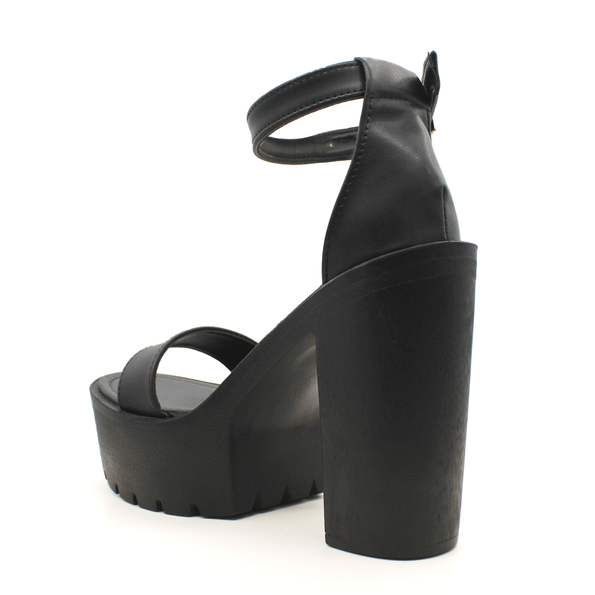 Sandalia con tacón Exterior Piel sintética Color Negro Para Mujer De RBCOLLECTION