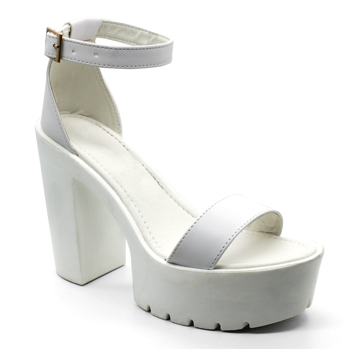 Sandalia con Tacón Exterior Piel sintética Color Blanco Para Mujer De RBCOLLECTION