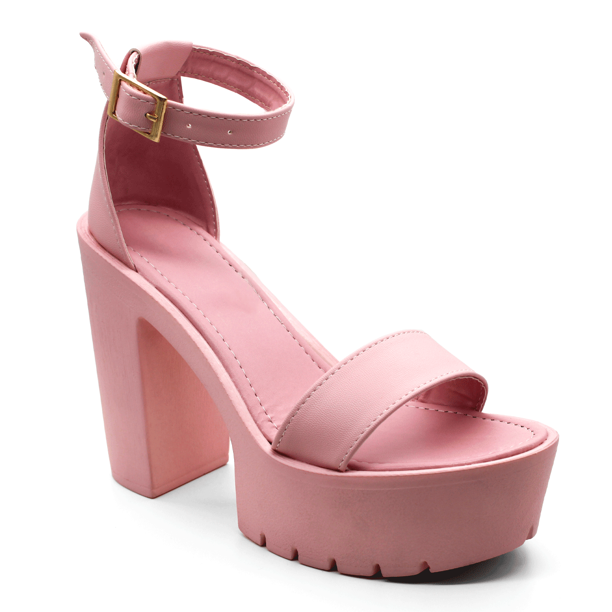 Sandalia con Tacón Exterior Piel sintética Color Rosa Para Mujer De RBCOLLECTION