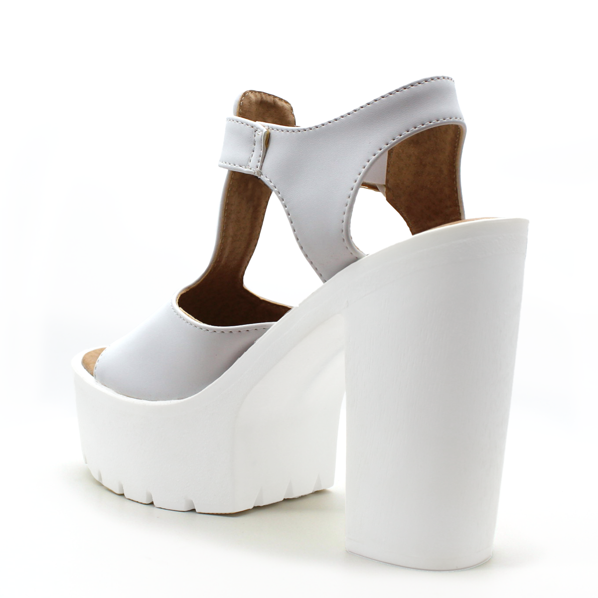 Sandalia con Tacón Exterior Piel sintética Color Blanco Para Mujer De RBCOLLECTION