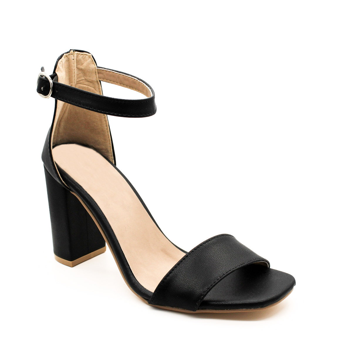 Sandalia con Tacón Exterior Piel sintética Color Negro Para Mujer De RBCOLLECTION