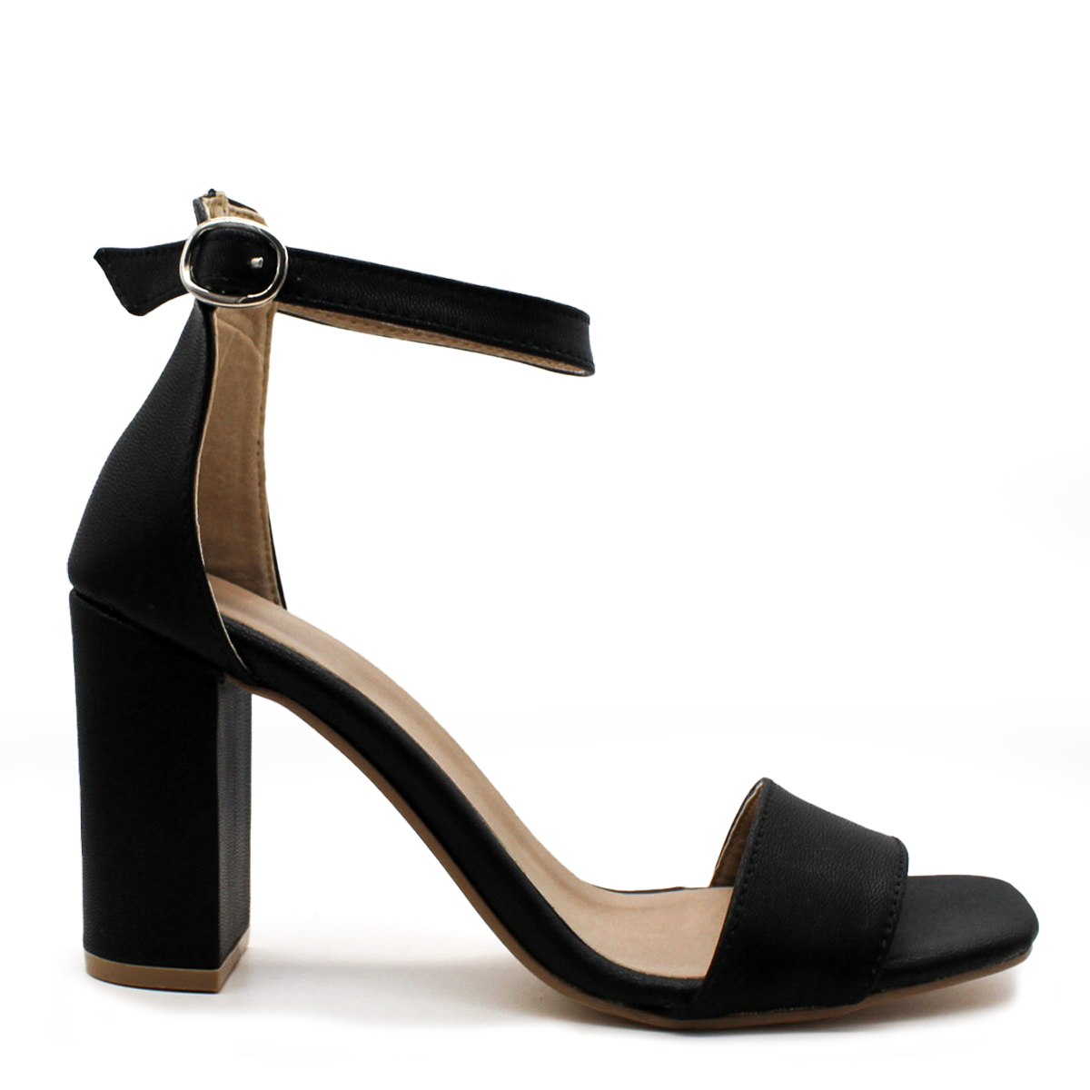 Sandalia con Tacón Exterior Piel sintética Color Negro Para Mujer De RBCOLLECTION