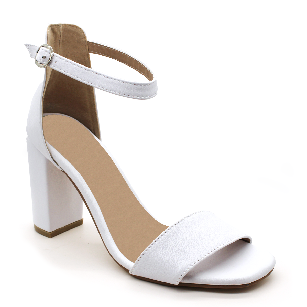Sandalia con Tacón Exterior Piel sintética Color Blanco Para Mujer De RBCOLLECTION