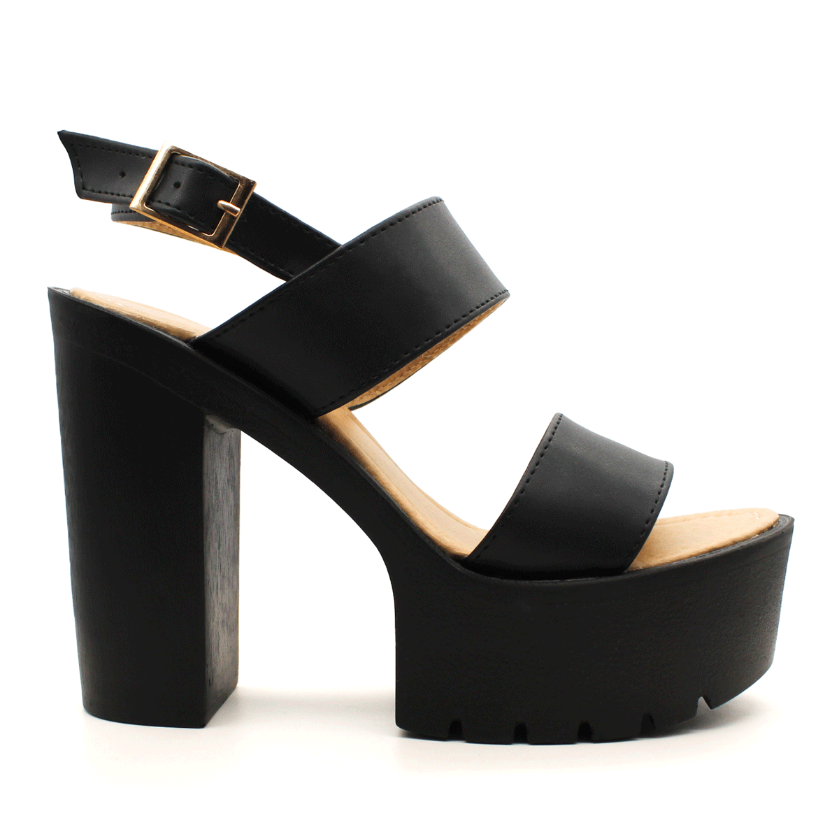 Sandalia con tacón Exterior Piel sintética Color Negro Para Mujer De RBCOLLECTION