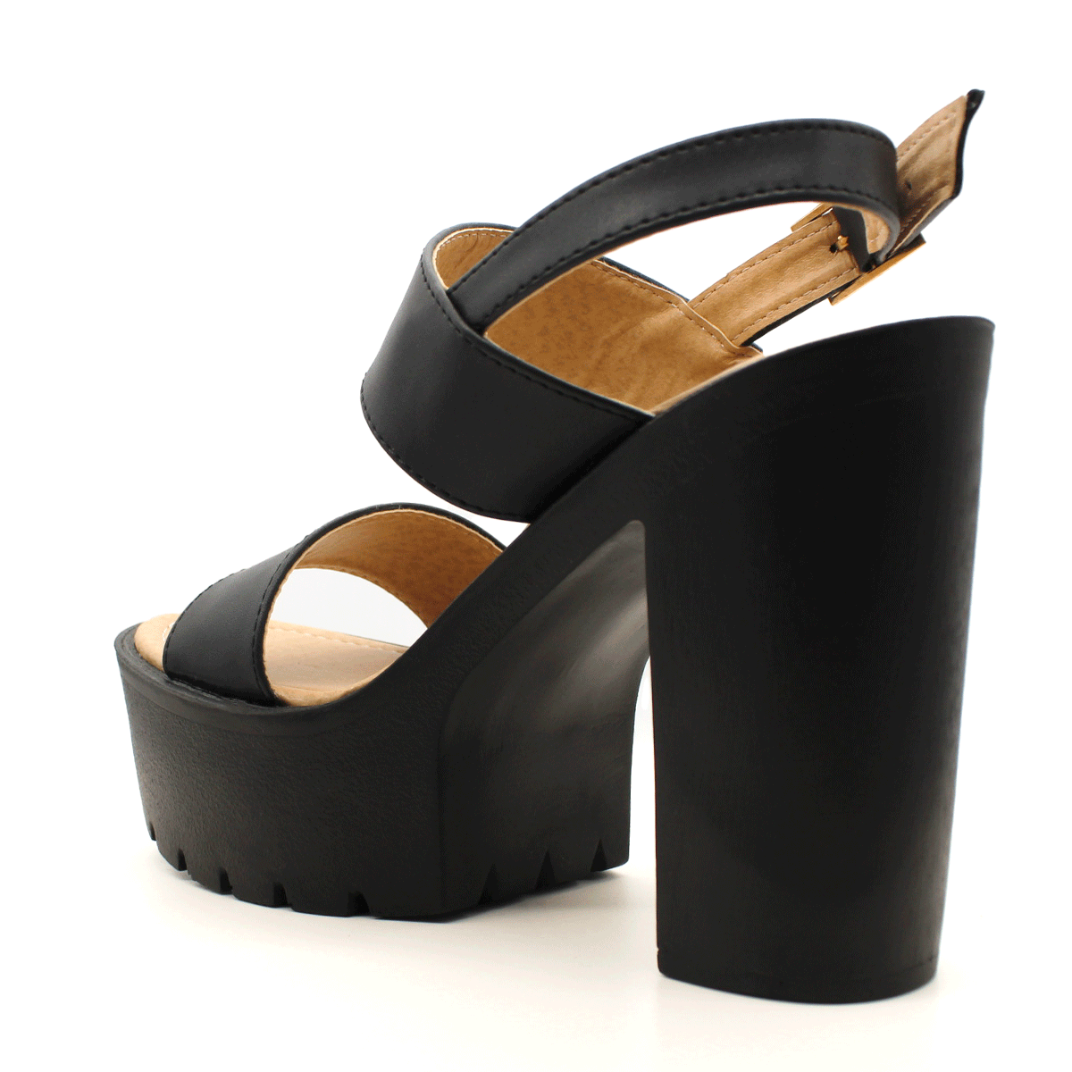 Sandalia con tacón Exterior Piel sintética Color Negro Para Mujer De RBCOLLECTION
