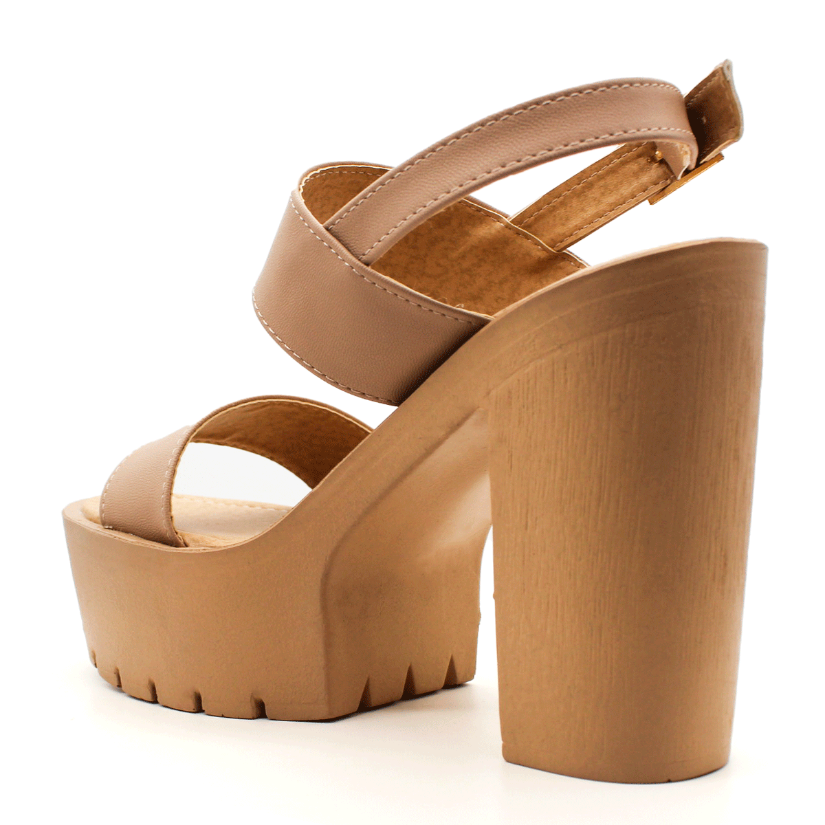 Sandalia con tacón Exterior Piel sintética Color Café Para Mujer De RBCOLLECTION