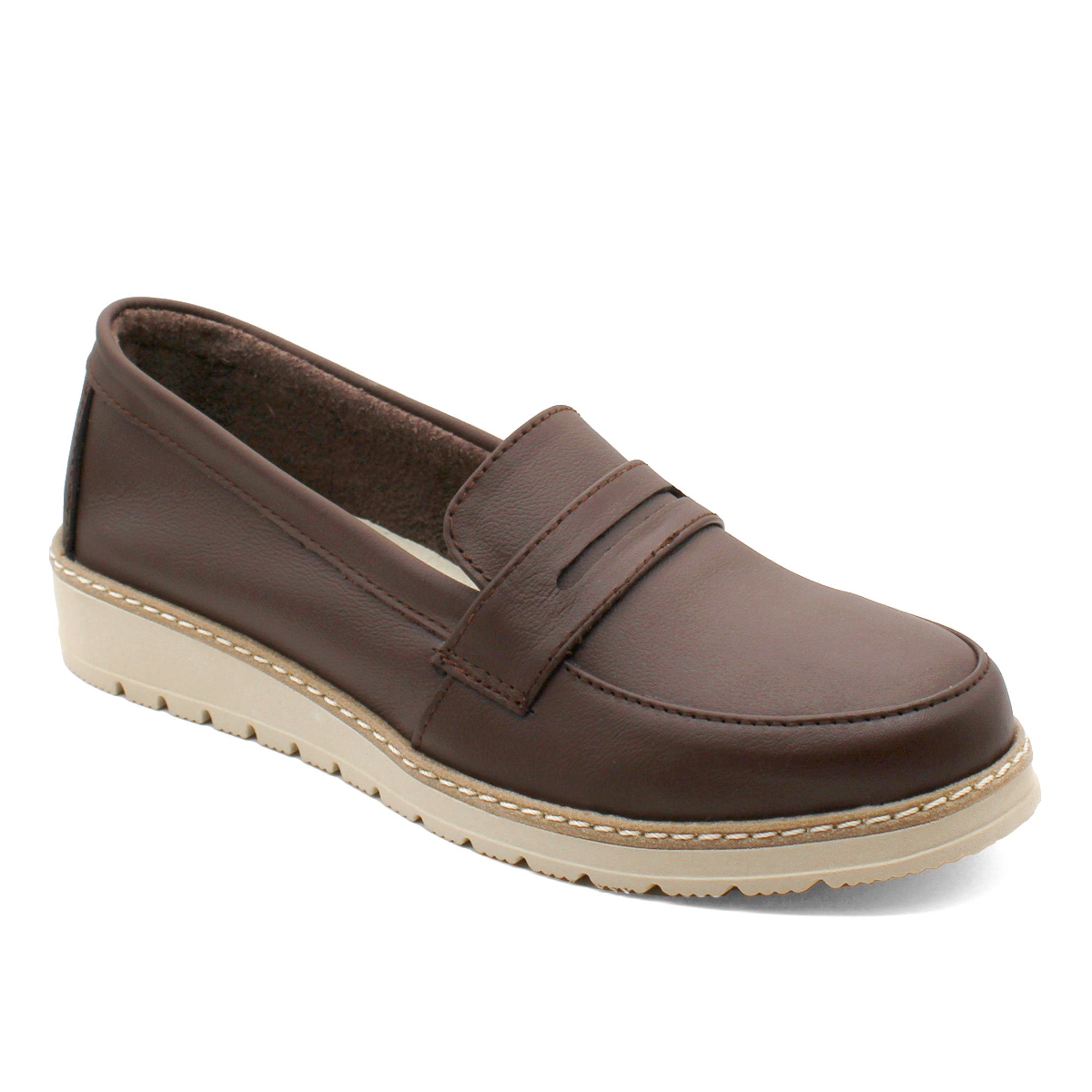 Loafers Exterior Piel Color Café Para Mujer De RBCOLLECTION