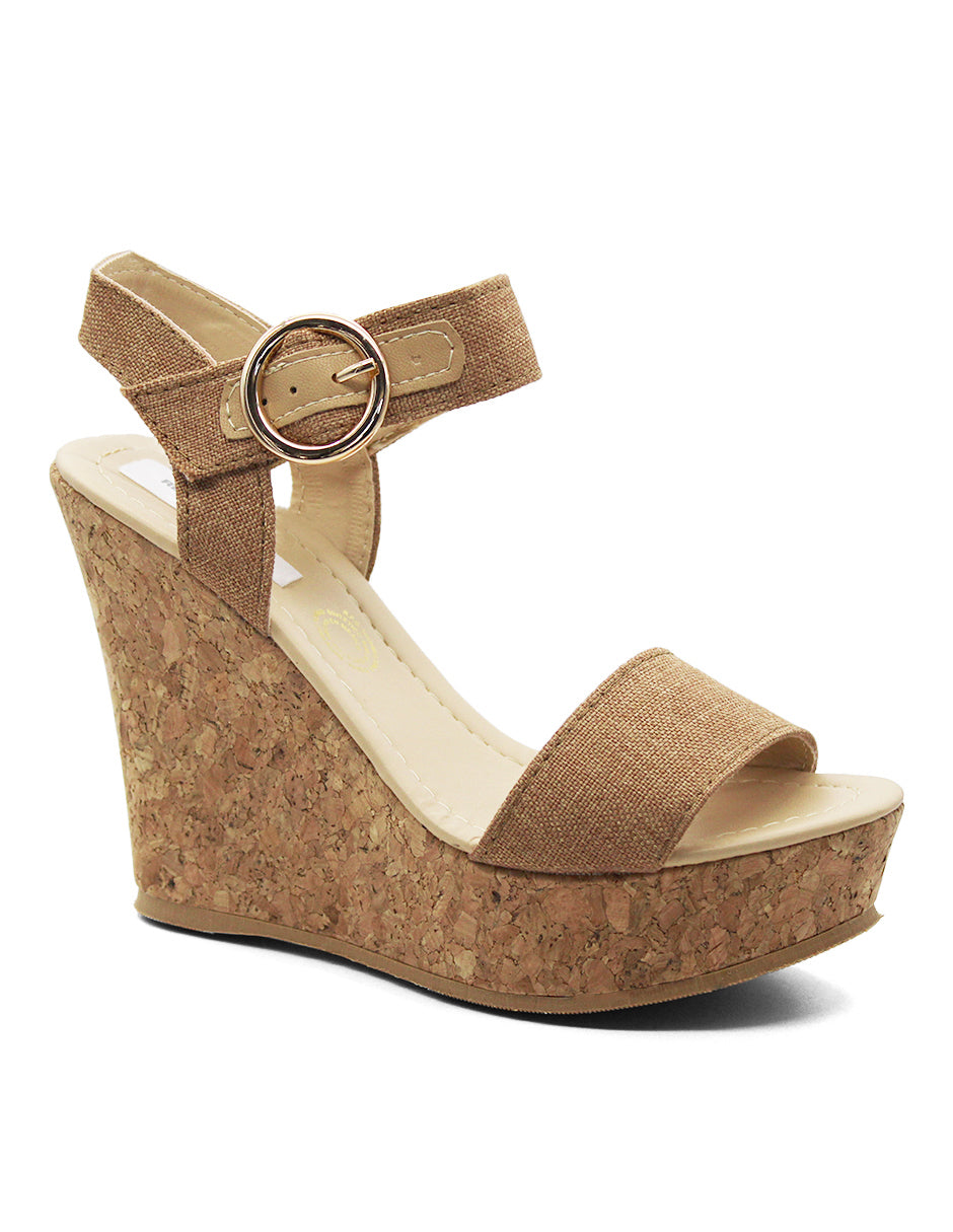 Sandalias con plataforma Exterior Textil Color Café Para Mujer De RBCOLLECTION
