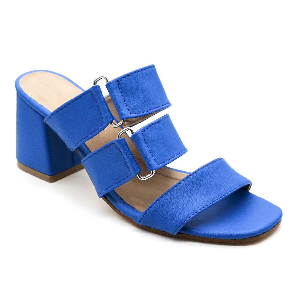 Sandalia con Tacón Exterior Piel sintética Color Azul Para Mujer De RBCOLLECTION