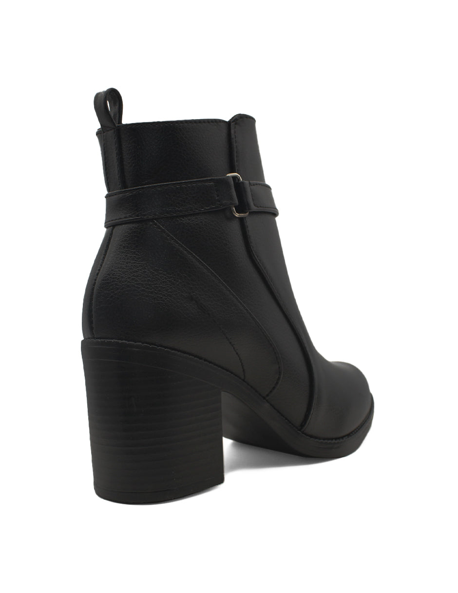 Botín con tacón Exterior Piel Sintético Color Negro Para Mujer De RBCOLLECTION
