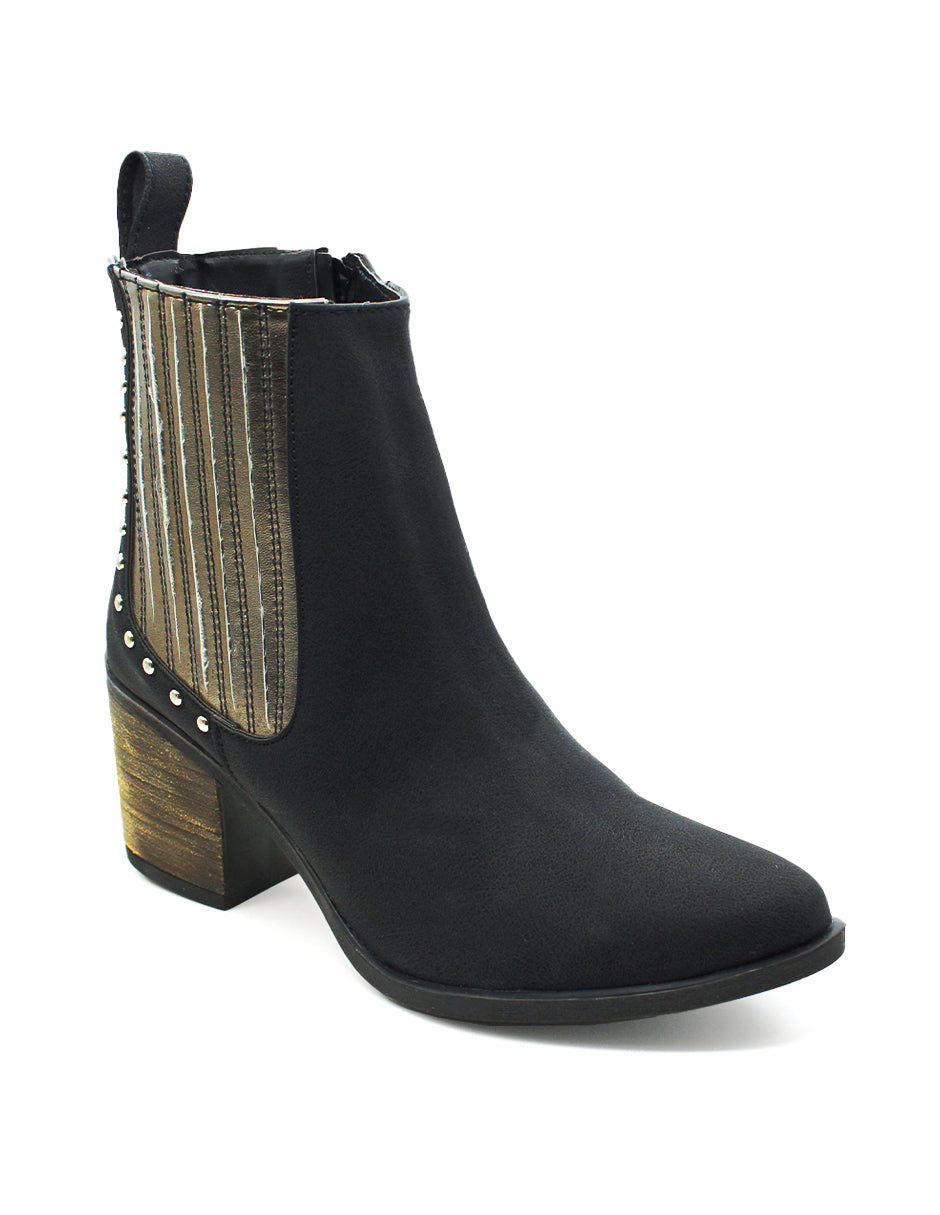 Botín con tacón Exterior Textil Color Negro Para Mujer De RBCOLLECTION