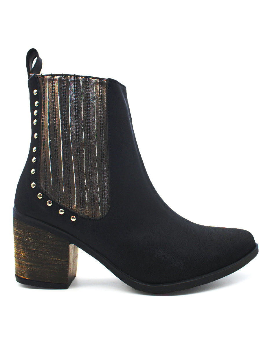 Botín con tacón Exterior Textil Color Negro Para Mujer De RBCOLLECTION