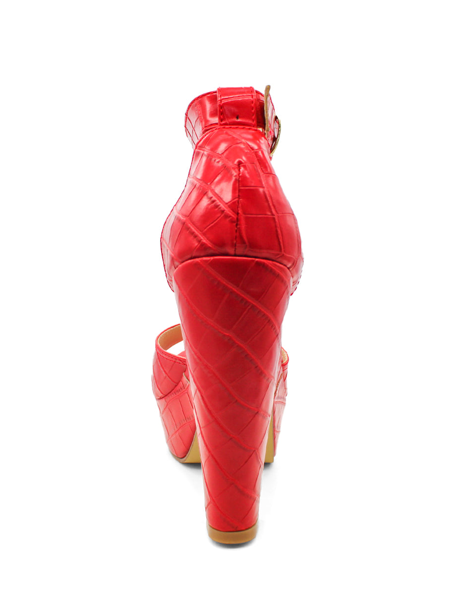 Sandalia con tacón Exterior Sintético Color Rojo Para Mujer De RBCOLLECTION
