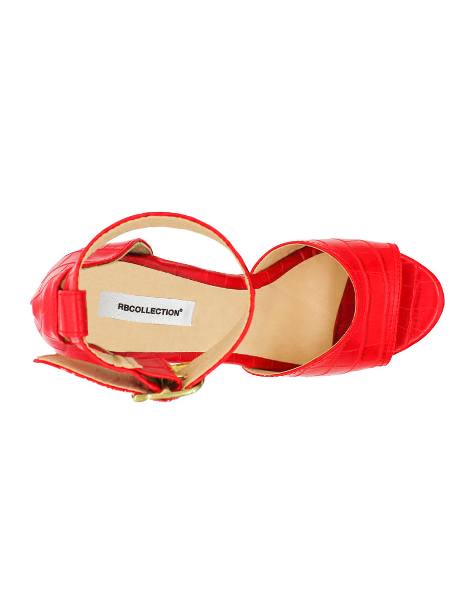 Sandalia con tacón Exterior Sintético Color Rojo Para Mujer De RBCOLLECTION