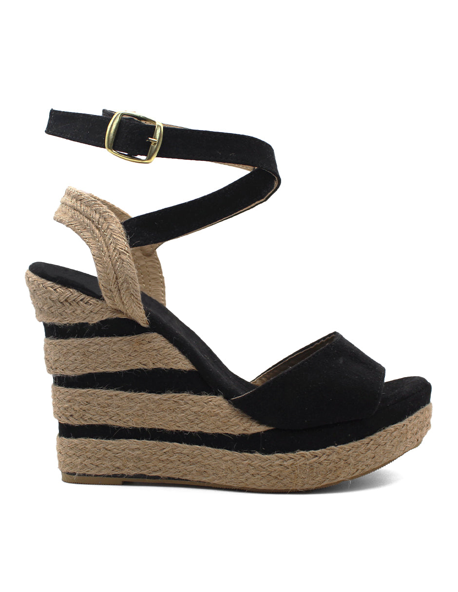 Sandalias con plataforma Exterior Textil Color Negro Para Mujer De RBCOLLECTION
