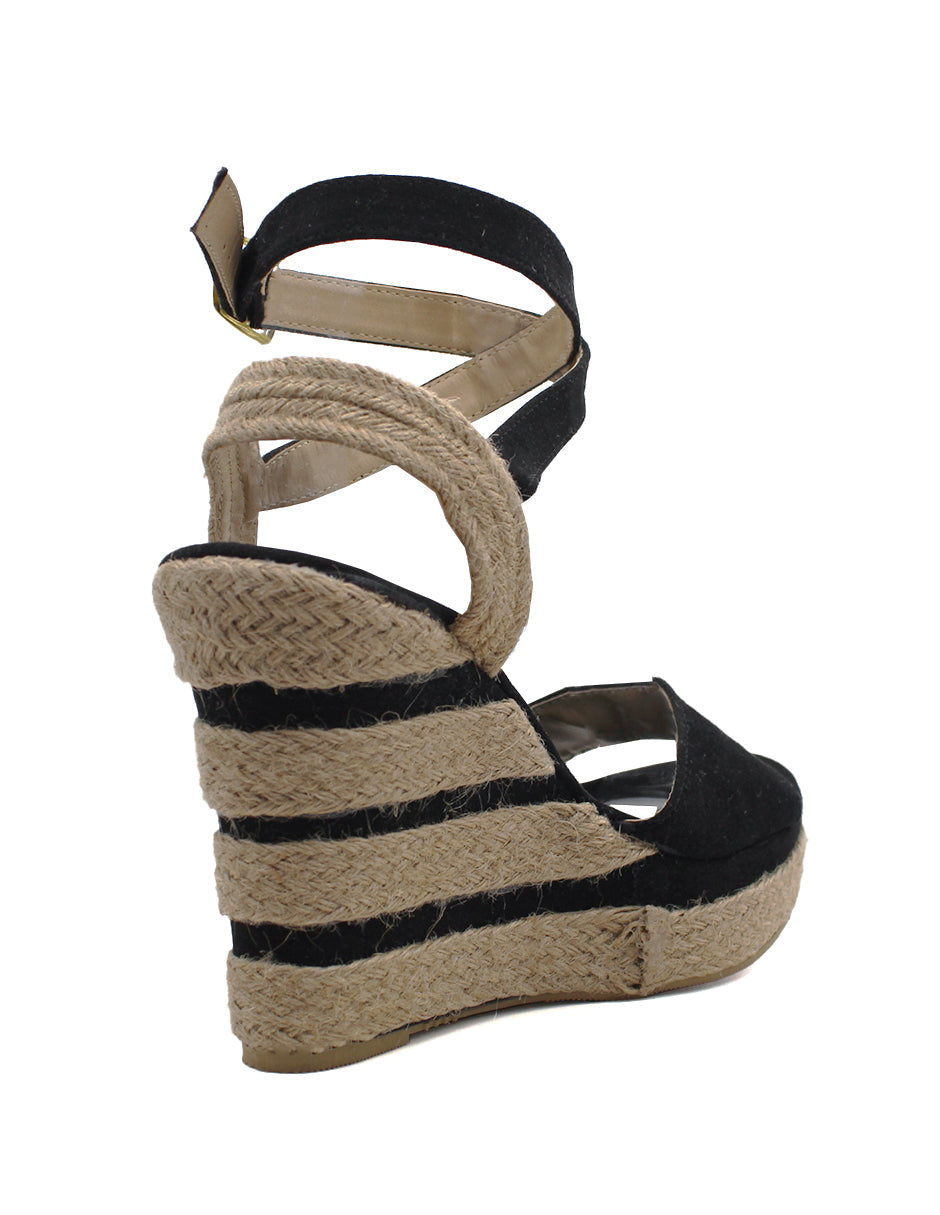 Sandalias con plataforma Exterior Textil Color Negro Para Mujer De RBCOLLECTION