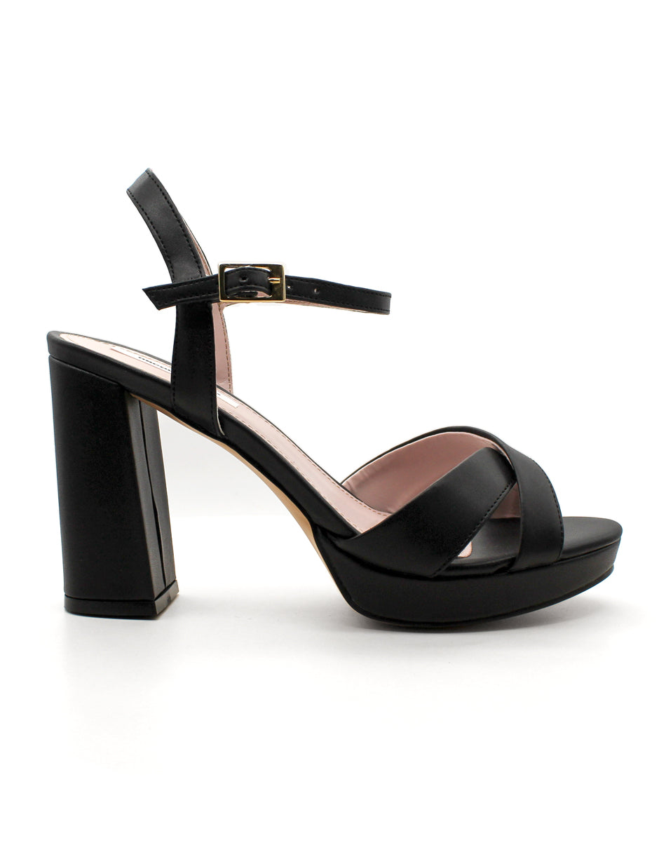 Sandalia con tacón  Exterior Piel sintética Color Negro Para Mujer De RBCOLLECTION