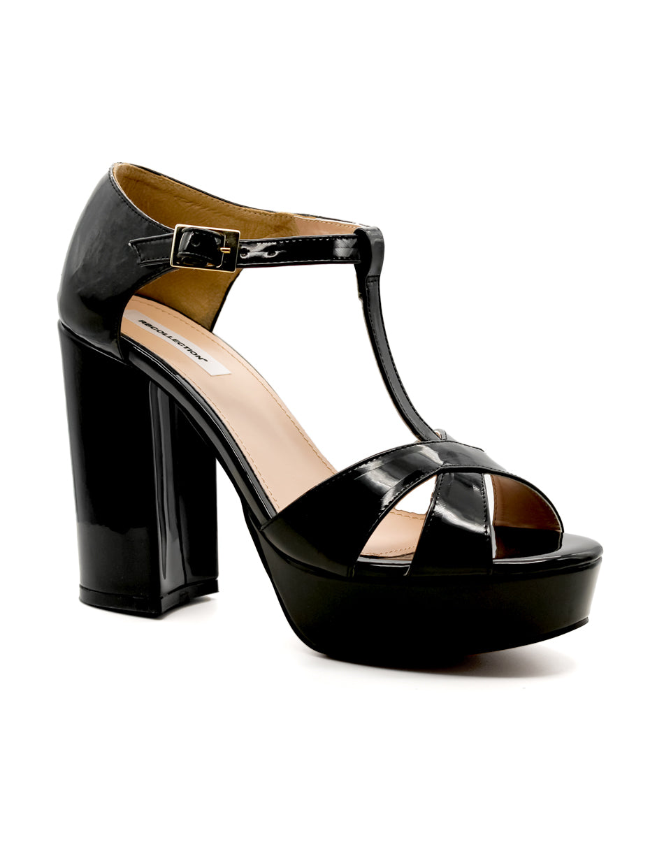 Sandalia con Tacón  Exterior Piel sintética Color Negro Para Mujer De RBCOLLECTION