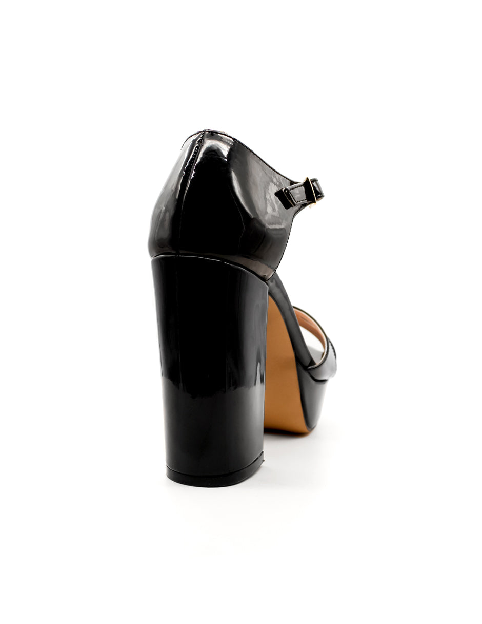 Sandalia con Tacón  Exterior Piel sintética Color Negro Para Mujer De RBCOLLECTION