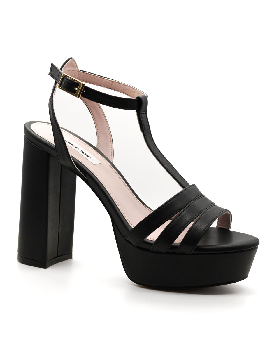 Sandalia con tacón  Exterior Piel sintética Color Negro Para Mujer De RBCOLLECTION