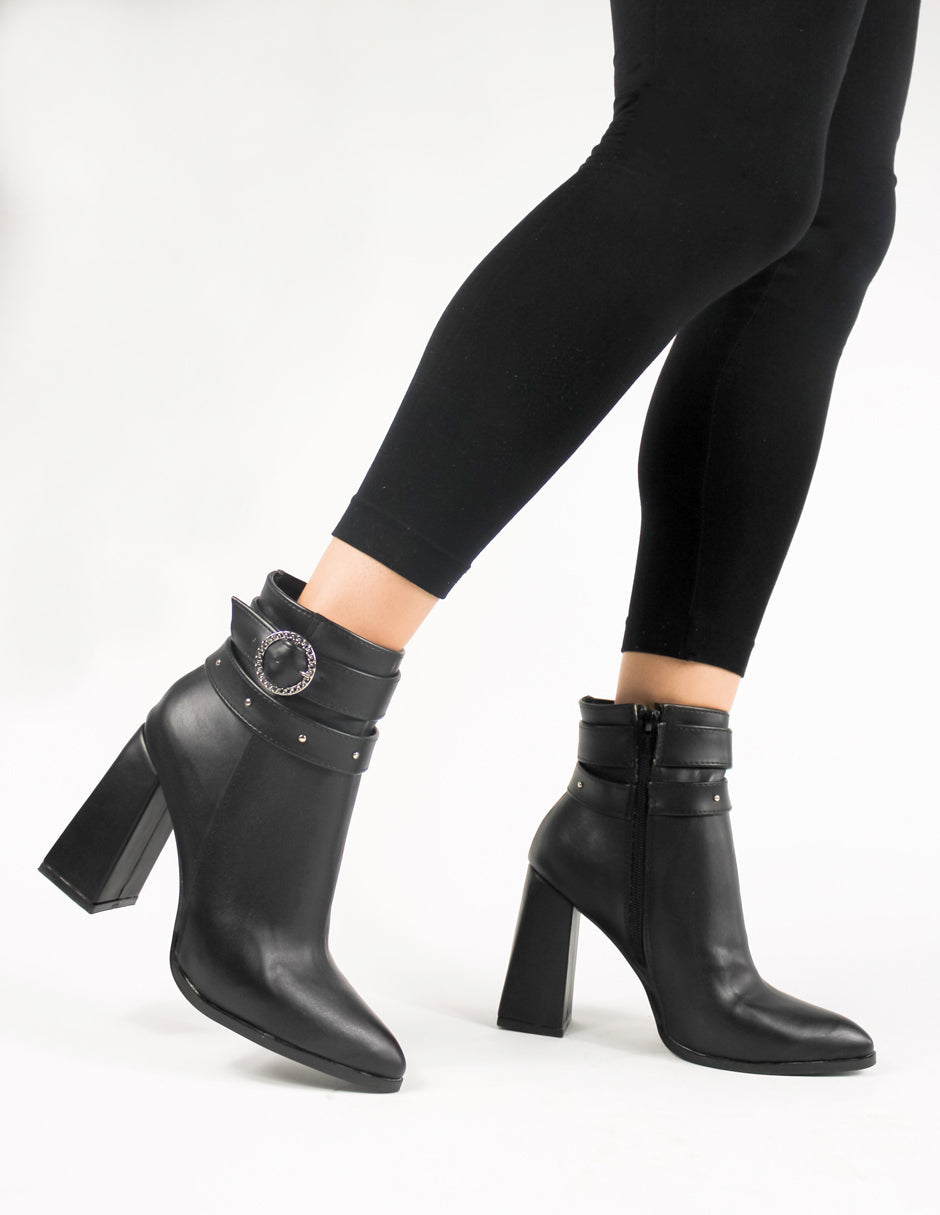 Botín con tacón  Exterior Piel sintética Color Negro Para Mujer De RBCOLLECTION