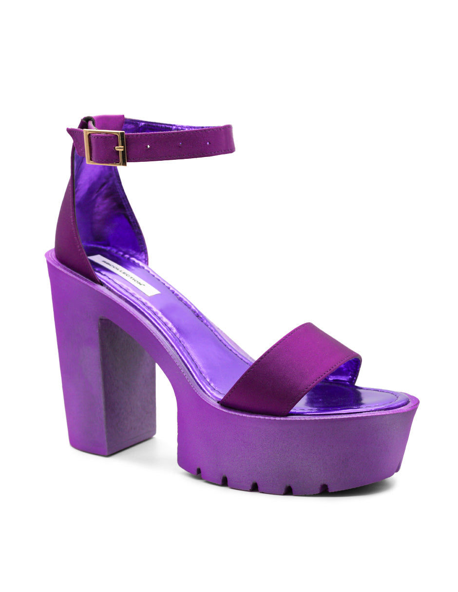 Sandalia con Tacón  Exterior Textil Color Morado Para Mujer De RBCOLLECTION