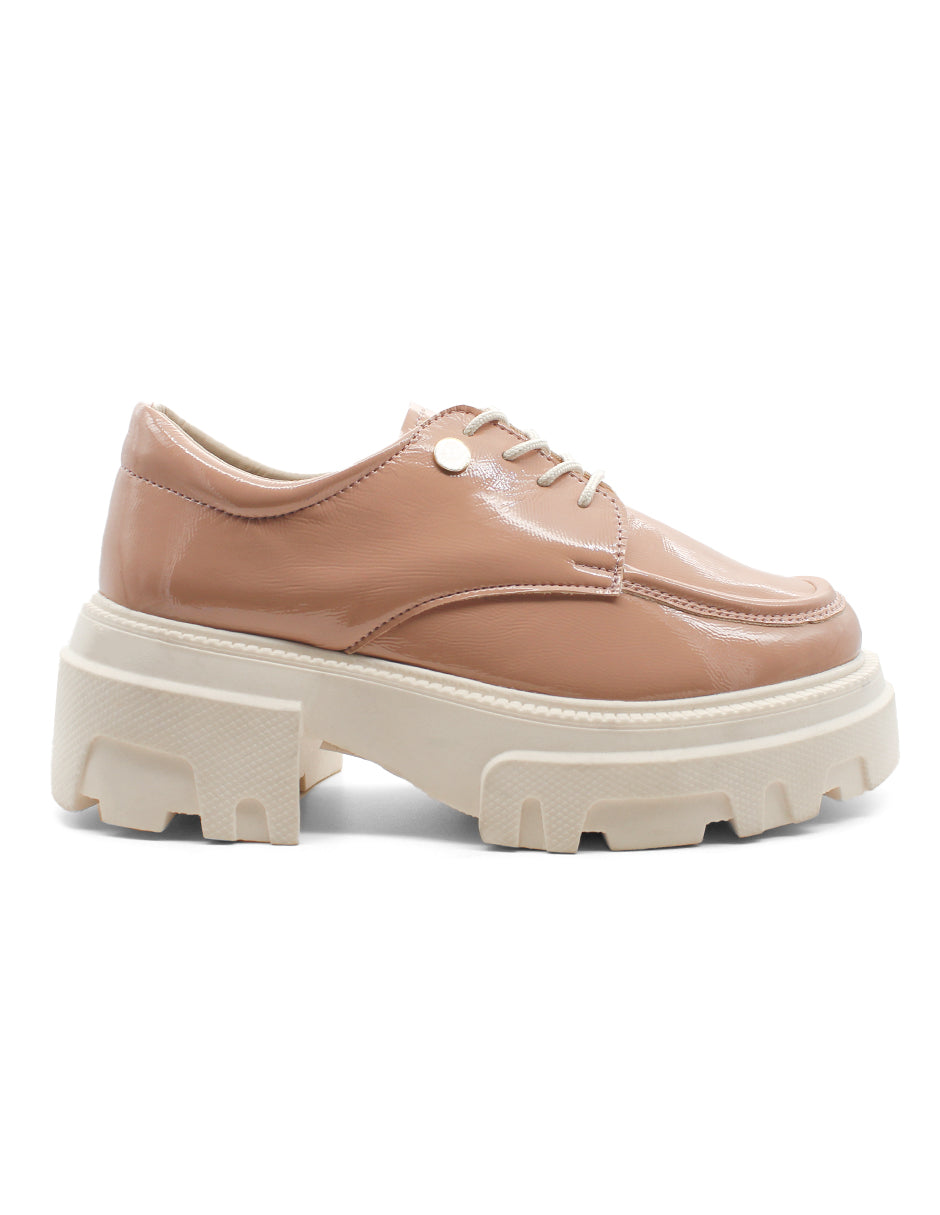 Mocasines Exterior Charol Color Beige Para Mujer De RBCOLLECTION