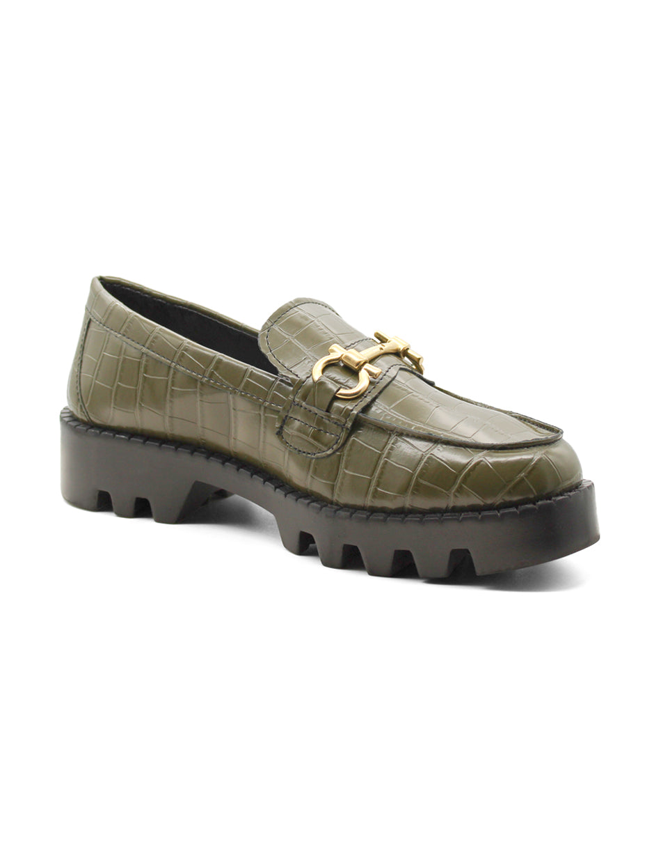 Mocasines Exterior Charol Color Verde Para Mujer De RBCOLLECTION
