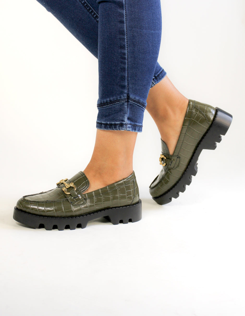 Mocasines Exterior Charol Color Verde Para Mujer De RBCOLLECTION