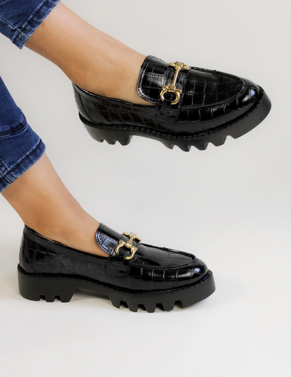 Mocasines Exterior Charol Color Negro Para Mujer De RBCOLLECTION