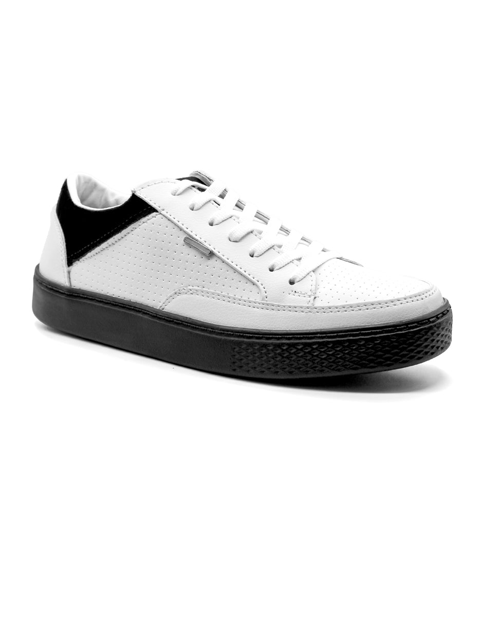 Tenis con cordones Exterior Sintético Color Blanco Negro Para Hombre De RBCOLLECTION
