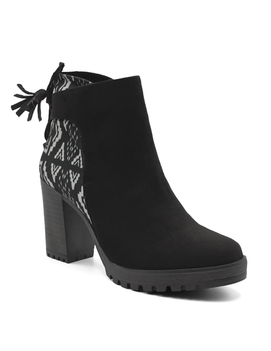 Botín con tacón Exterior Gamuza Color Negro Para Mujer De RBCOLLECTION