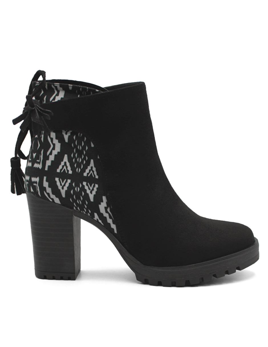 Botín con tacón Exterior Gamuza Color Negro Para Mujer De RBCOLLECTION